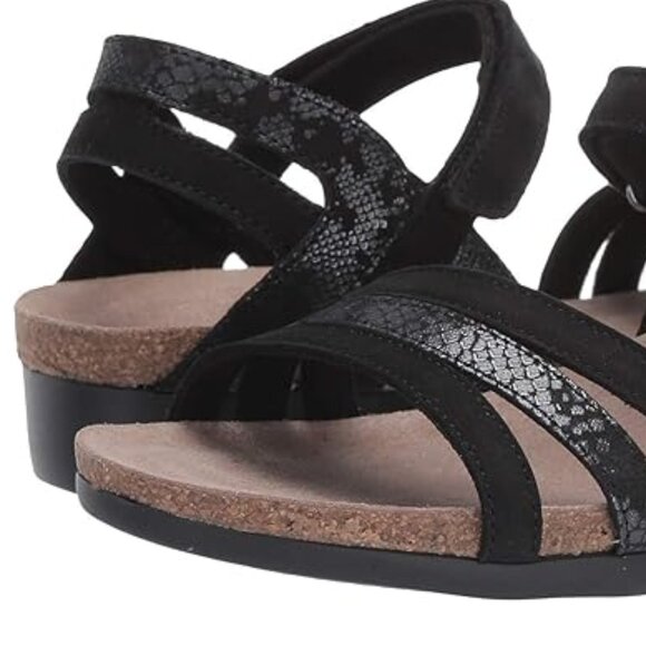 NEW MUNRO Suede Summer Comfort Sandals black combo for women 462TN - Picture 7 of 9